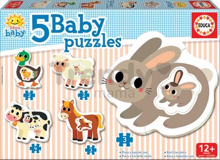 Puzzle pre najmenších Baby 5 Educa Zvieratká so zajačikom od 12 mes