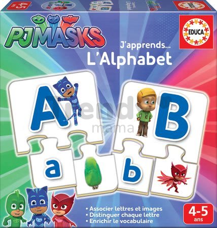 Náučná hra Učíme sa Abecedu PJ Masks Educa s obrázkami a písmenami 78 dielov od 4-5 rokov