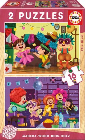 Drevené puzzle Karneval Educa 2x16 dielov od 4 rokov