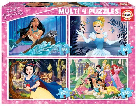 Puzzle Multi 4 Disney Princess Educa 50-80-100-150 dielov od 5 rokov