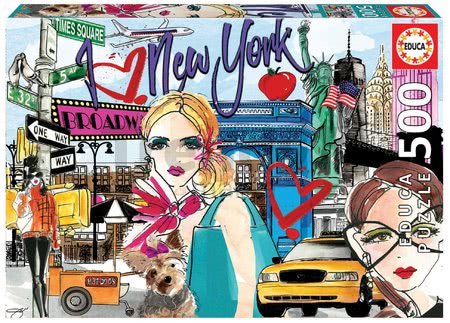 Puzzle Take me to New York, Chic World Educa 500 dielov a Fix lepidlo od 11 rokov