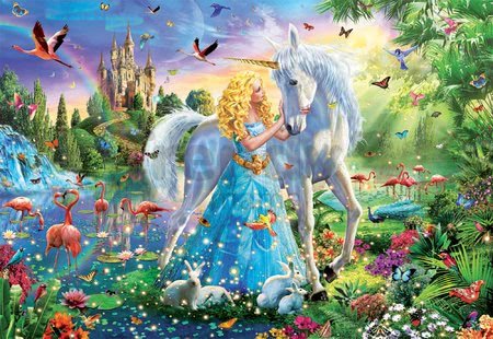 Puzzle The Princess and the Unicorn Educa 1000 dielov a Fix lepidlo od 11 rokov