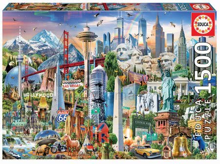 Puzzle Symbols from North America Educa 1500 dielov a Fix lepidlo od 11 rokov