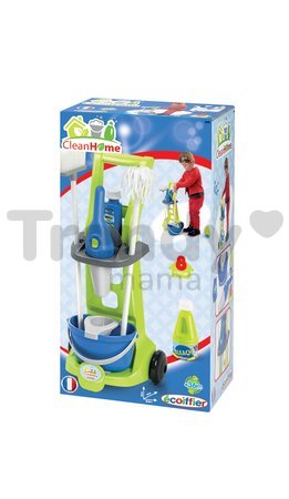 Upratovací vozík Clean Home Écoiffier 8 doplnkov modro-zelený
