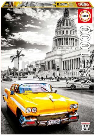Puzzle Black&White Taxi in La Havana Cuba Educa 1000 dielov a Fix lepidlo od 11 rokov