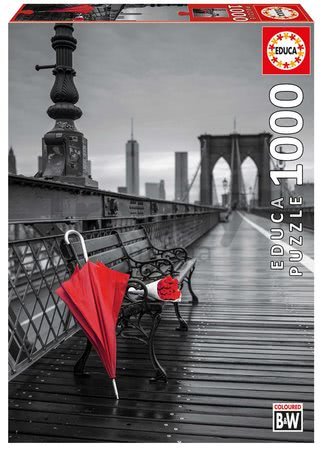 Puzzle Black&White Red Umbrella, Brooklyn Bridge Educa 1000 dielov a Fix lepidlo od 11 rokov