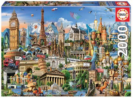 Puzzle Europe Landmarks Educa 2000 dielov a Fix lepidlo od 11 rokov