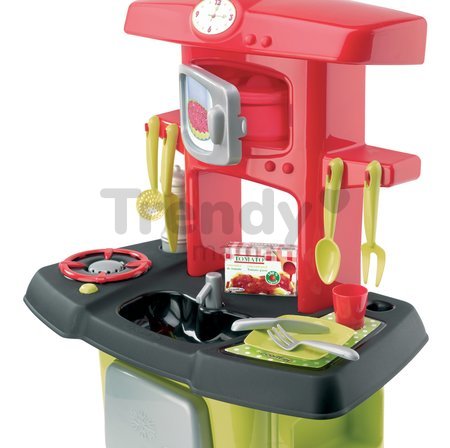 Kuchynka 100% Chef Loft Écoiffier so 14 doplnkami červeno-zelená od 18 mes