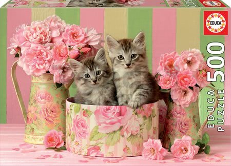 Puzzle Kittens with Roses Educa 500 dielov a Fix lepidlo od 11 rokov
