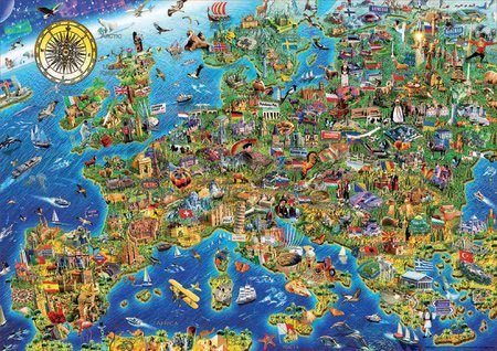 Puzzle Crazy European Map Educa 500 dielov a Fix lepidlo od 11 rokov