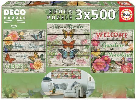 Puzzle Country Garden Educa 3x500 dielov a Fix lepidlo od 11 rokov