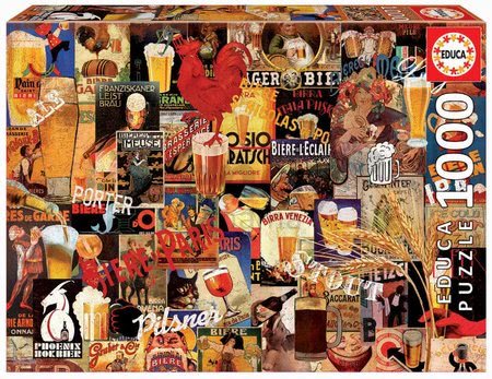 Puzzle Vintage Beer Collage Educa 1000 dielov a Fix lepidlo od 11 rokov