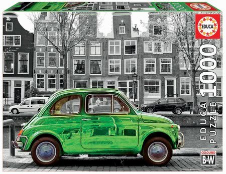 Puzzle Black&White Car in Amsterdam Educa 1000 dielov a Fix lepidlo od 11 rokov
