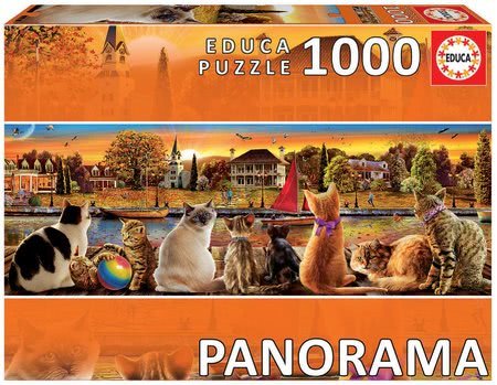 Puzzle panorama Cats on the Quay Educa 1000 dielov a Fix lepidlo od 11 rokov