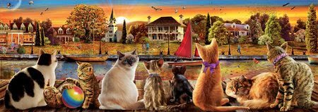 Puzzle panorama Cats on the Quay Educa 1000 dielov a Fix lepidlo od 11 rokov