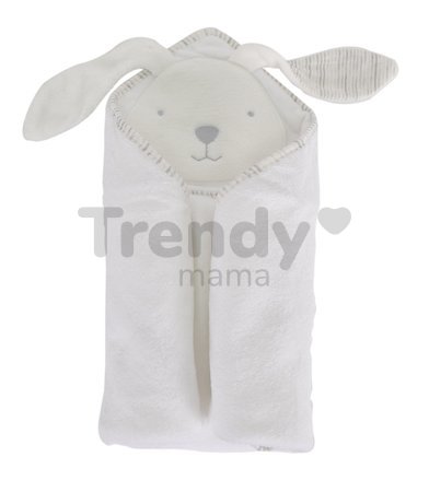Osuška s kapucňou pre najmenších Classic toTs-smarTrike zajačik 100 % prírodná velúr bavlna biela od 0 mesiacov