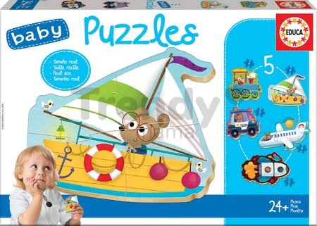 Puzzle pre najmenších Baby 5 Educa Dopravné prostriedky II. od 12 mes