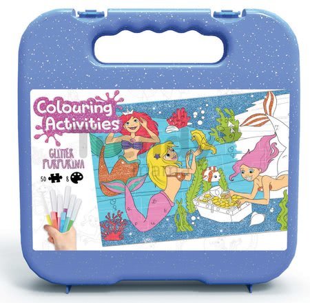 Puzzle kifestők Ariela Colouring Activities kofferben Educa 50 részes - csillámos filctolakkal 4 éves kortól