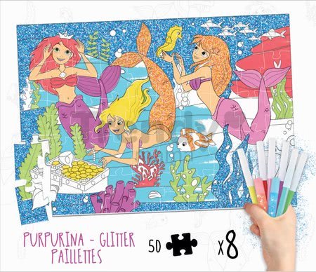 Puzzle kifestők Ariela Colouring Activities kofferben Educa 50 részes - csillámos filctolakkal 4 éves kortól