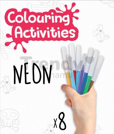 Puzzle vymaľovánky Piráti Colouring Activities v kufríku Educa 100 dielov - maľovanie s neónovými fixkami od 6 rokov