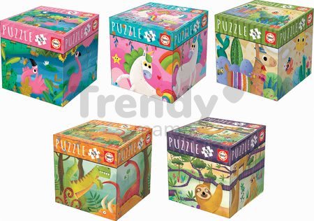 Set puzzle Mini Box Puzzle Educa 5 druhov zvieratiek, 48-dielové od 4 rokov