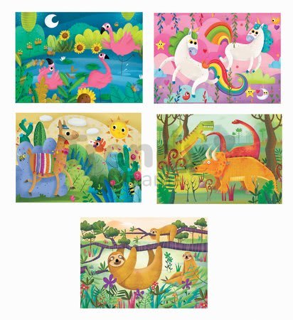 Set puzzle Mini Box Puzzle Educa 5 druhov zvieratiek, 48-dielové od 4 rokov