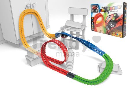 Flexibilná autodráha FleXtreme Discovery Set Smoby 184 dielov dráhy a 440 cm dlhá s elektronickým svietiacim autom od 4 rokov