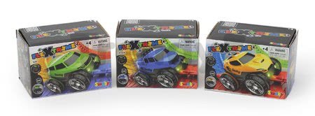 Náhradné autíčko k flexibilnej autodráhe FleXtreme Discovery Set Smoby s troma vymeniteľnými karosériami modrá žltá a zelená od 4 rokov