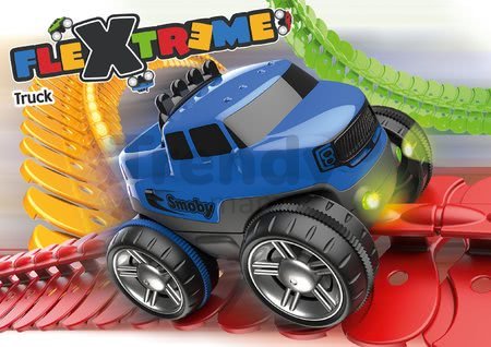 Náhradné autíčko kamión k flexibilnej autodráhe FleXtreme Discovery Set Smoby s vymeniteľnou karosériou od 4 rokov