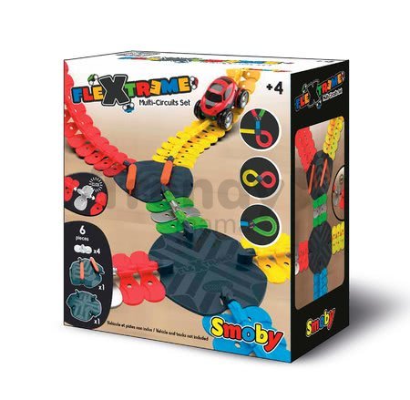 Náhradný diel výhybka k flexibilnej autodráhe FleXtreme Discovery Multi-Circuits Set Smoby 6 dielov k vytvoreniu križovatiek od 4 rokov