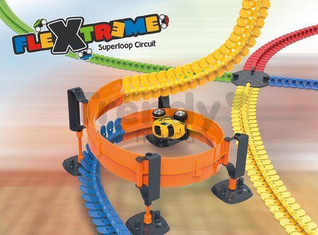 Flexibilná autodráha s oblúkom Flextreme Superloop Circuit Smoby vertikálno-horizontálne s autom 145 dielov od 4 rokov