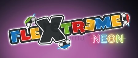 Flexibilná autodráha Flextreme Neon Set Smoby svietiaca v tme v rôznych farbách 2,6 m dlhá 112 dielov s elektronickým autom od 4 rokov