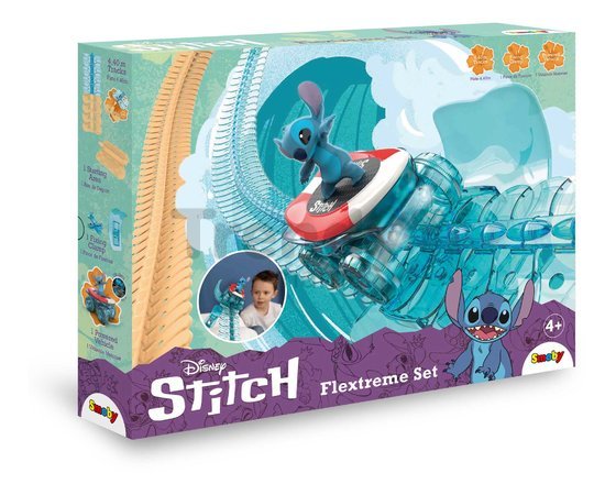 Flexibilná autodráha Flextreme Stitch Set Smoby s elektronickým autíčkom 184 dielov dráhy 4,4 m dĺžka od 4 rokov