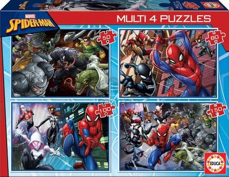 Puzzle Multi 4 Spiderman Educa 50-80-100-150 dielov od 5 rokov