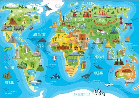 Puzzle Mapa sveta s monumentmi Educa 150 dielov od 7 rokov
