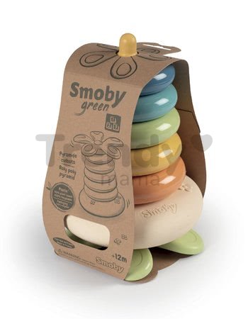 Pyramída z cukrovej trstiny rastliny Bio Sugar Cane Roly Poly Pyramid Smoby 5 krúžkov - z kolekcie Smoby Green 100% recyklovateľné od 12 mes