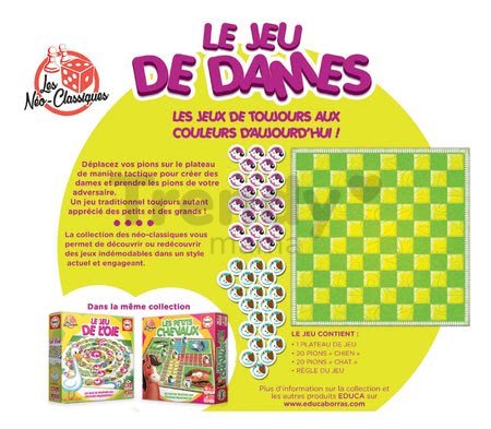 Spoločenská hra Dama Le Jeu de Dames Educa po francúzsky pre 2 hráčov od 5-99 rokov