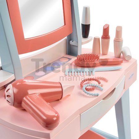 Kozmetický stolík so stoličkou Mademoiselle My First Beauty Table Écoiffier so sušičom na vlasy 11 doplnkov od 12 mes