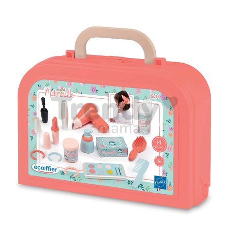 Kozmetický kufrík Mademoiselle Vintage Beauty Case Écoiffier so sušičom na vlasy 14 doplnkov od 18 mes