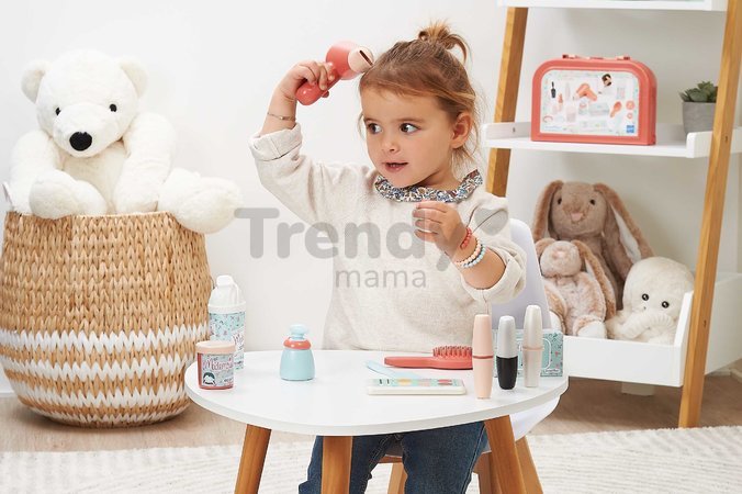 Kozmetický kufrík Mademoiselle Vintage Beauty Case Écoiffier so sušičom na vlasy 14 doplnkov od 18 mes
