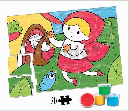 Puzzle vymaľovánky Červená čiapočka Colouring Activities Educa v kufríku 20 dielov - maľovanie prstami