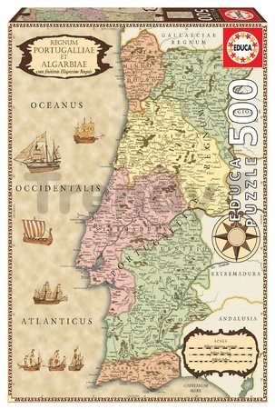 Puzzle historická mapa Portugalska Educa 500 dielov a Fix lepidlo od 11 rokov