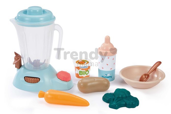 Raňajková sada s mixérom v kufríku Nursery Écoiffier s fľaškou na kŕmenie a potravinami 8 doplnkov od 18 mes ECO1834