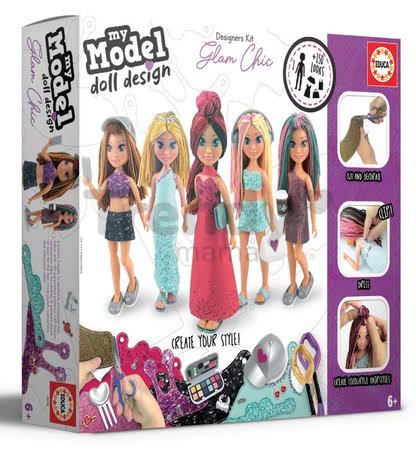 Kreatívne tvorenie My Model Doll Design Glami Chic Educa vyrob si vlastné elegantné bábiky 5 modelov od 6 rokov