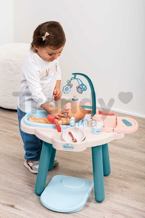 Opatrovateľský stolík s vaničkou pre bábiku Nursery Table Écoiffier s jedálenským kútikom 13 doplnkov od 18 mes