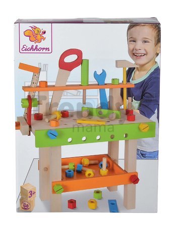 Drevená pracovná dielňa Work Bench Eichhorn s náradím 49 dielov