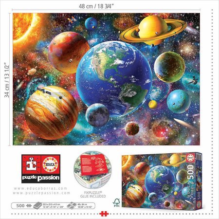 Puzzle Solar System Educa 500 dielov a Fix lepidlo od 11 rokov
