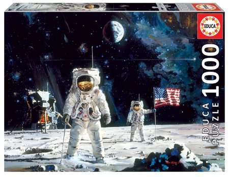 Puzzle First Man on the Moon Educa Robert McCall 1000 dielov a Fix lepidlo od 11 rokov