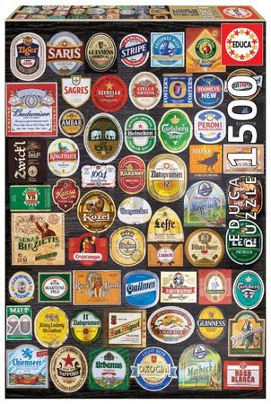 Puzzle Beer labels Collage Educa 1500 dielov a Fix lepidlo od 11 rokov