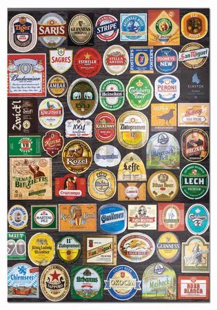 Puzzle Beer labels Collage Educa 1500 dielov a Fix lepidlo od 11 rokov